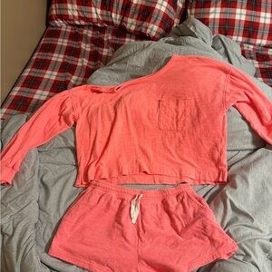 Aerie two piece orange set size large